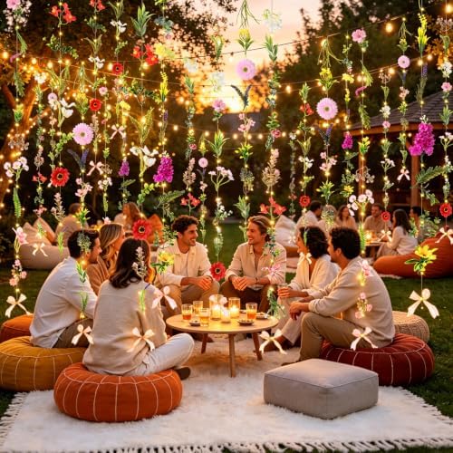 Livole 6Pcs 36Ft Wildflower Garland with Light Hanging Flower Wall Backdrop - Image 6