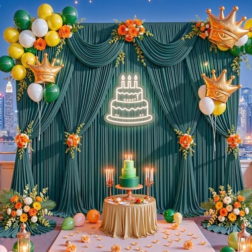 50x15ft Hunter Green Backdrop Curtains for Parties Wedding Photo - Image 4