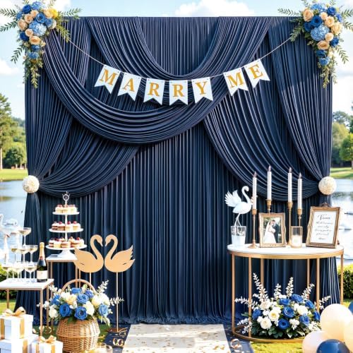 40ft x 10ft Navy Blue Backdrop Curtains, 8 Panels Navy Drapes for Backdrop - Image 7