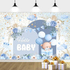20X10ft Blue Baby Shower Backdrop Cute Blue Boho Floral Baby Shower Backdrop, Boy's or Girl's Baby Shower Party Backdrop Decor Cartoon Baby Shower Birthday Party Background Photo Booth Props by DRGILAU
