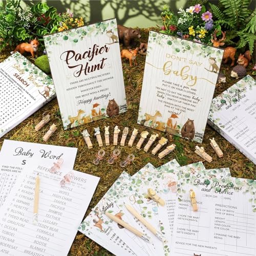 Sherr 424 Pcs Woodland Baby Shower Games Decorations, Set 8, 50 Pacifiers - Image 2