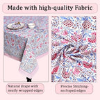 Ridhi Pigeon Blue Block Print Cotton Rectangle Table Cloth, 52x70 inch - Image 6