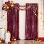 6 Packs 2x8FT Sequin Curtain Backdrop Burgundy Red Party Photo Backdrop - Image 3