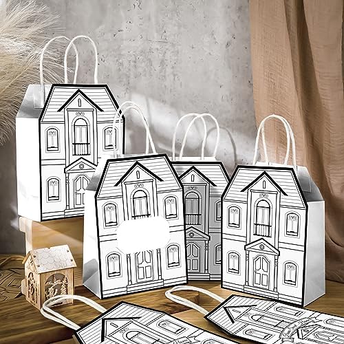 Colarr 50 Pcs House Shaped Gift Bag Real Estate Agent Supplies, White - Image 2