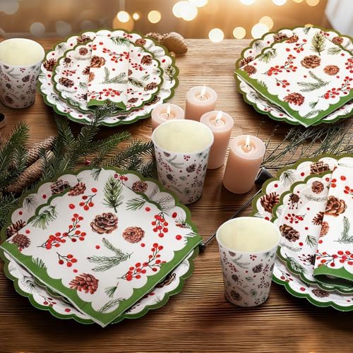 Domensi 250 Pcs Holly Leaf Christmas Party Supplies Set for 50 - Image 6