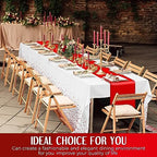 Tudomro 16 Pack White and Red Plastic Tablecloths Satin Runner Set - Image 6