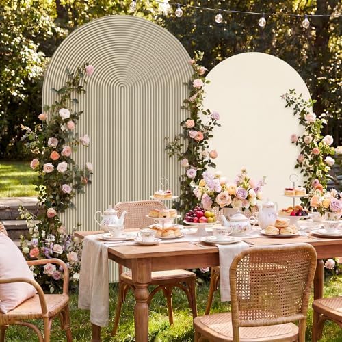 2 Set Wedding Arch Cover Khaki Ripple & Solid Color Stretchy Backdrop Cover - Image 5