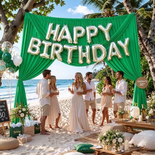 20ft x 12ft Green Backdrop Curtains for Parties, Wrinkle Free 4 Panels Photo Backdrop Drapes Back Drop Cloth for Wedding Birthday Photography Background Decor - Image 5