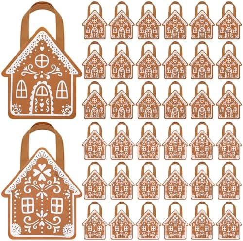 Silkfly 48 Pcs Gingerbread Christmas Tote Bags Non-Woven Party Favors by Silkfly