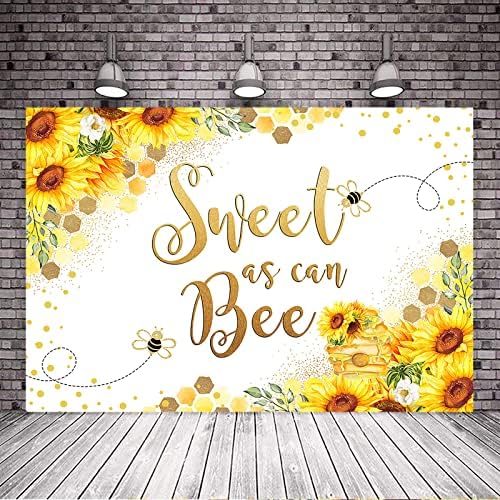 Avezano Sweet as can Bee Backdrop Yellow Sunflower Honeycomb Bee Baby Shower Background Sweet as Can Bee Baby Shower Party Decorations (8x6) - Image 4