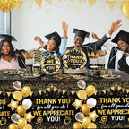 Funnymoom 452 Pcs Black Gold We Appreciate You Decoration for 50, Thank You Paper Plates Napkins Cups Tablecloth Set for Administrative Professional Day Employee Teacher Volunteer Appreciation Supply - Image 5
