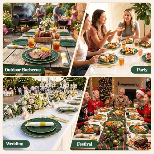Glowserve 350 PCS Scalloped Plastic Plates Dinnerware Set for 50 guests - Image 3