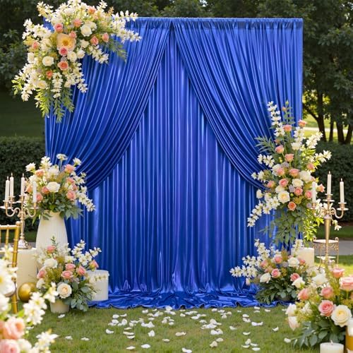 20x10ft Shimmer Royal Blue Sequin Backdrop Curtain for Parties, Thick Wrinkle Free Glitter Blue Photo Backdrop Drapes Curtains for Birthday Wedding Photography Background-4 Panels 5x10ft by LeegleriTableSkirt