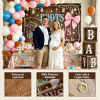 Boots or Bows Gender Reveal Decorations Kit, 7x5ft Polyester Backdrop - Image 2