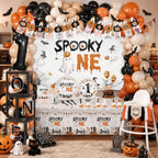 Spooky One Birthday Decorations Boy,276pcs Halloween 1st Birthday Kit Plates And Napkins Cups Banner Backdrop Tablecloth Cake Topper Balloon For First Birthday Decorations for Boy - Image 3