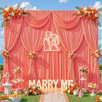 50x10ft Orange Backdrop Curtain for Parties Wrinkle Free Fabric Backdrop Curtain Wedding Photo Backdrop Drapes for Baby Shower Birthday Party Photo Shoot Photography Back Drop 10 Panels 5x10FT - Image 3