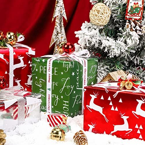WRAPAHOLIC Christmas Wrapping Paper Set - Red Green Gold and Silver Snowflakes Trees with Metallic Foil Shine Wrapping Paper Bundle with Gift Bow & Ribbon & Tag & Sticker - Image 5