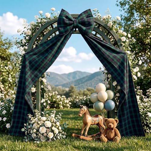 Riceshoot Giant Tartan Plaid Bow Decor Blue Green OversizedBows Decoration by Zuqqaaoor