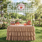 5 Pcs Farmer Market Strawberry Stand Decorations Fresh off the Market Bridal Shower Baby Shower Birthday Party Setup Decor Table Skirt Daisy Vine Banner Gingham Valance Metal Sign Photo Prop 73 x 30'' - Image 6