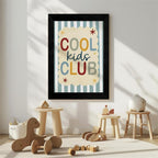 Black Framed 16x24 inch Trendy Preppy Blue Striped Wall Art Cool Kids Club Quotes Poster Modern Funny Toddler Canvas Prints for Kids Playroom Bedroom Wall Decor - Image 4