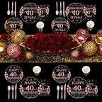 Pickmesh 400 Pcs 40th Birthday Party Supplies, Black Pink Tableware Set - Image 5