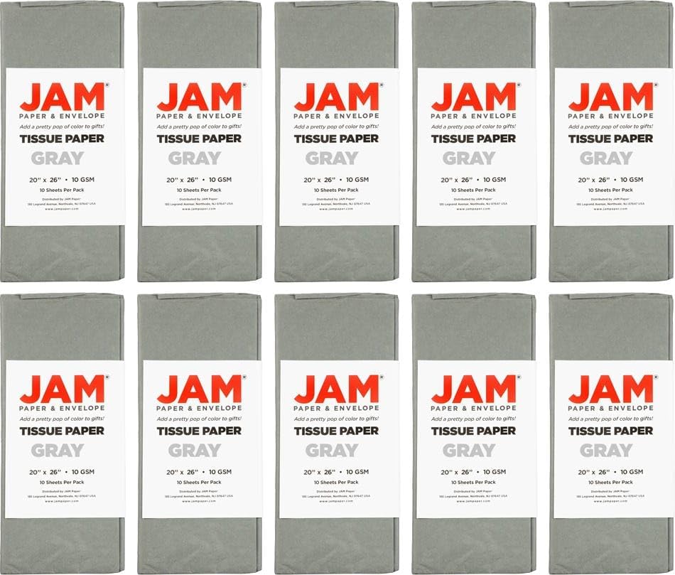 JAM Paper Tissue Paper - Silver/Grey - 100 Sheets/Pack - Image 5