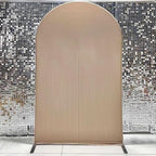 Double-Sided Arch Frame Fabric Cover Beige White Ripples Arched Panel Stand Cover for Wedding Birthday Baby Shower Parties Decoration (Beige-HP463,3X6ft) - Image 2