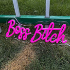 Pink Boss Bitch Neon Sign, Custom Neon Sign, Bathroom Decor For Sexy Girl Room Wall Decoration, USB Girls Lady Woman Bedroom Living Room Home Wall Decor (15.7x7in) by GSHIXIN