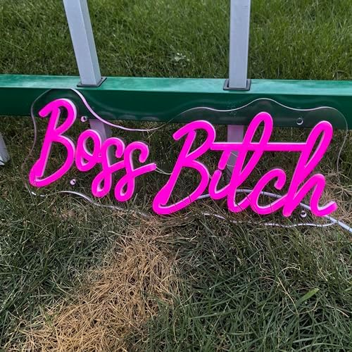 Pink Boss Bitch Neon Sign, Custom Neon Sign, Bathroom Decor For Sexy Girl Room Wall Decoration, USB Girls Lady Woman Bedroom Living Room Home Wall Decor (15.7x7in) by GSHIXIN