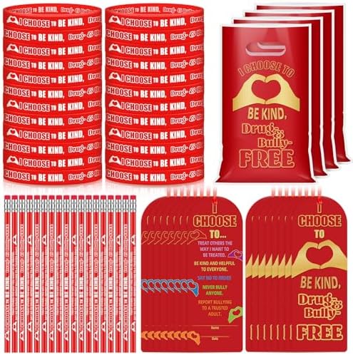 200 Pcs Red Ribbon Week Items Bulk, I Choose Be Kind Drug Free Supplies by Resurhang