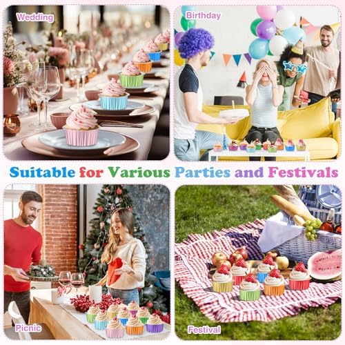 200 Pack Aluminum Cupcake Liners with Lids,Rainbow,Plain - Image 6