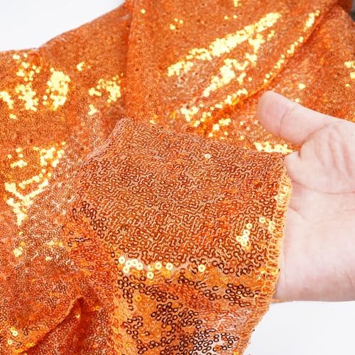 Poise3EHome Orange Sequin Tablecloth 90×132 Inch Rectangle Sparkly Fabric Table Cloth for Halloween Baby Shower Birthday Party Wedding Holiday Decoration - Image 4