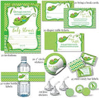 Amanda Creation Two Peas in a Pod Invitations, 20 Baby Shower Invitations for Boy and Girl Twins with Envelopes, Diaper Raffle, Book Request & Sticker Bundle - Image 2