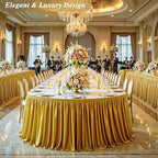 21ft Gold Satin Table Skirt for Rectangle & Round Table Teacher Desk Skirt - Image 7