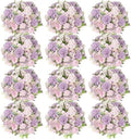 Tigeen 12 Bundles Artificial Flowers Bouquet Silk Peonies, Light Purple by Tigeen