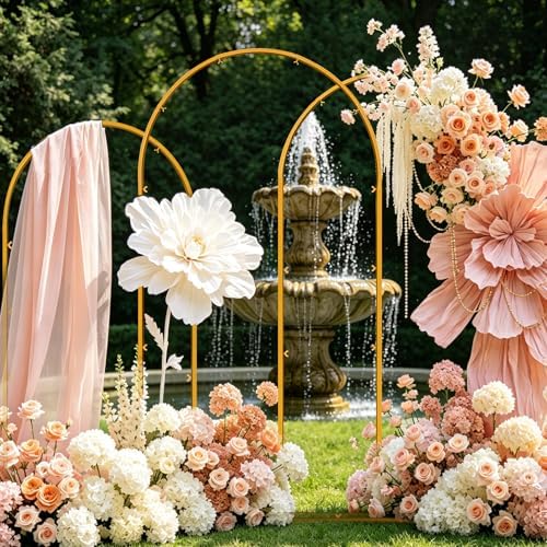 Wedding Arch Backdrop Stand, Gold Metal, Set of 3, 7.2FT, 6.6FT, 6FT, for Party, Bridal Shower, Floral Balloon Decoration - Image 6