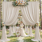 30×12ft Wrinkle Free Beige Backdrop Curtain for Wedding Parties-6 Panels 5×12ft Long Soft Silky Polyester Backdrop Drapes Photo Back Drop Curtains for Party Photography Background Cloth - Image 6
