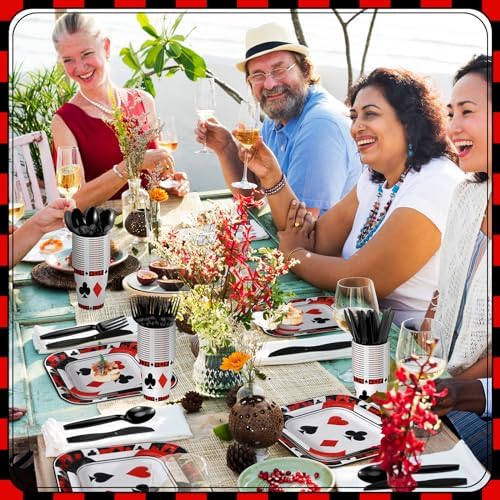 350 Pcs Casino Paper Plates and Napkins Set Disposable Serve 50 - Image 5