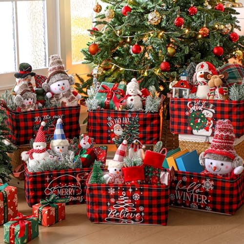 CHENGU 6 Pack Christmas Storage Bin Collapsible Christmas Baskets for Gifts - Image 2