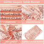 Newwiee 12 Pack Round Plastic Tablecloth Sequin Runner Set,Rose Gold - Image 3