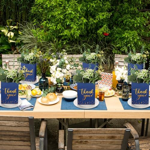 Tinlade 30 Pcs Thank You Gift Bags Small with Tissue,Dark Blue - Image 5