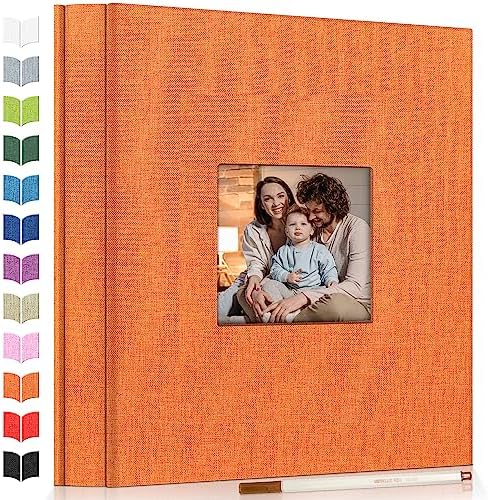 Artfeel Photo Album Self Adhesive Scrapbook Album for 3x5 4x6 5x7 8x10 Pictures,60 Pages Linen Cover with Display Window DIY Photo Book,Ideal Gifts for Family Travel Wedding Baby by Artfeel