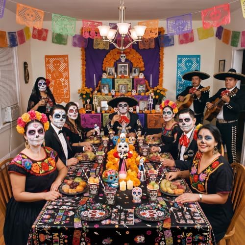 Ceenna 452 Pcs Day of the Dead Party Supplies Serve 50, Plates Napkins Cups - Image 6