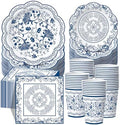 Pickmesh 250 Pcs Chinoiserie Party Supplies Decorations Blue and White Porcelain Disposable Paper Plates Napkins and Cups for Blue White Floral Baby Shower Birthday Wedding Tea Party, Serve 50 by Pickmesh
