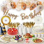AIRE White Gold Dot Paper Plates Set, 350PCS Disposable Dinnerwarefor 50 - Image 5