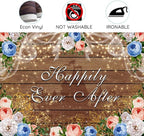 20x10ft Happily Ever After Backdrop Castle Princess Boho Wood Floral Wedding Party Background White Blue Golden Rose Bridal Shower Retirement Party Decorations Banner Photo Props - Image 7