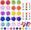 100 Pcs Bright Bows and Ribbon Assortments - Shiny Bows for Gift Wrapping, Curling Ribbon for Christmas, Hanukkah, Birthdays, Weddings, Bridal Showers, Baby Showers (Rainbow Mix 100 Pcs Set) by PendantofLuck