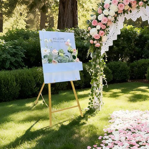 Gold Easel Stand for Sign, Adjustable Metal Display Easel 4-Tier Height Large Artist Display Easels for Painting Wedding, Baby Shower, Birthday Party and Commercial Display - Image 7