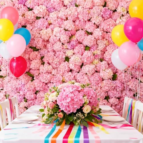 100PCS Artificial Hydrangea Flowers, Fake Flowers Silk Hydrangea Full Flowers Heads with Stems for Wedding Home Party Shop Baby Shower Decor (Bubble Pink) - Image 3