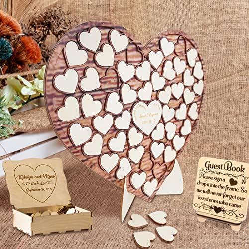 Personalized Wedding Puzzle Guest Book Alternative Custom Wood Heart Jigsaw Guest Book Sign Rustic Guest Book Wedding Decor for Party Engagement Reception Anniversary (A-100) - Image 5